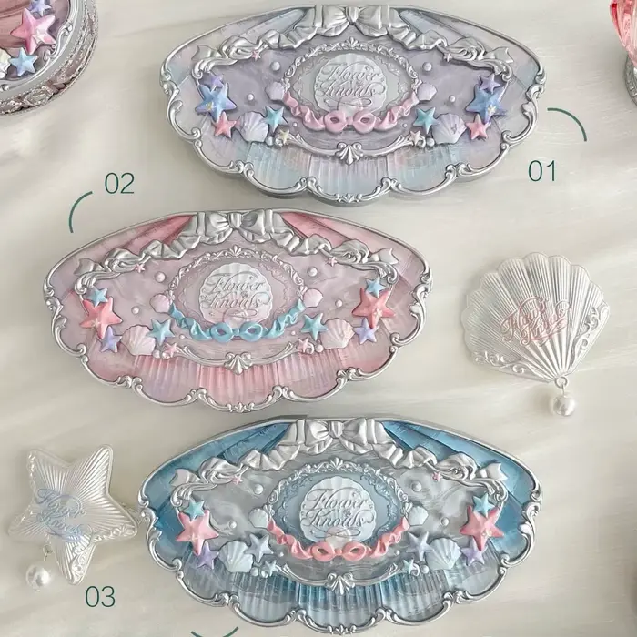 Flower Knows Shell's Jewel Palette de maquillage 6 couleurs mat miroitant hautement pigmenté longue 