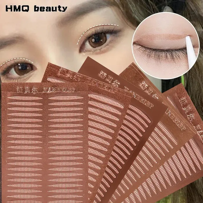 Autocollants invisibles à Double pli pour paupières, bande autocollante en dentelle naturelle, rayures Beige claires, outils de maquillage pour les yeux naturels pour fard à paupières