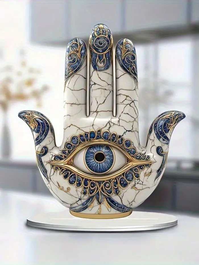 1 décor élégant en forme d'oeil avec motif bleu et or – Protection et vision symbolisantes, adapté c