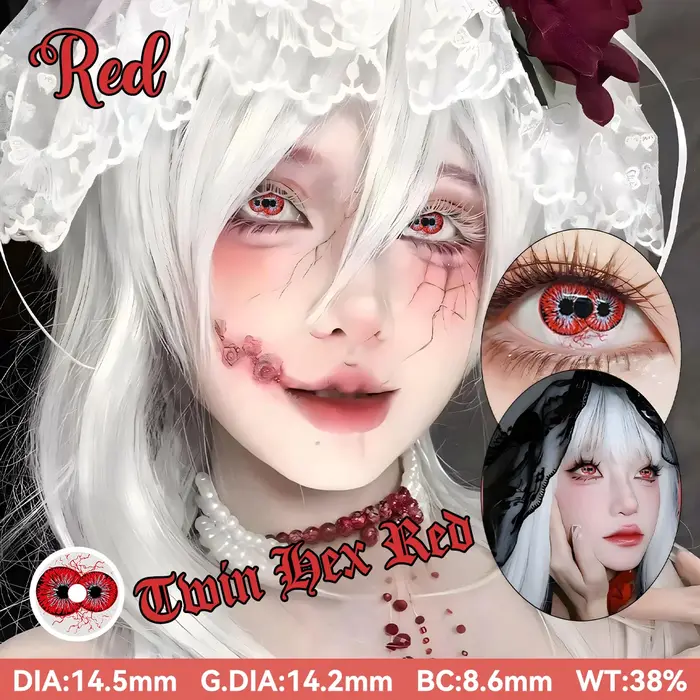 Lentilles de contact colorées Visuashow Horror Demonic Eye, 1 paire, usage annuel, petite pupille, l