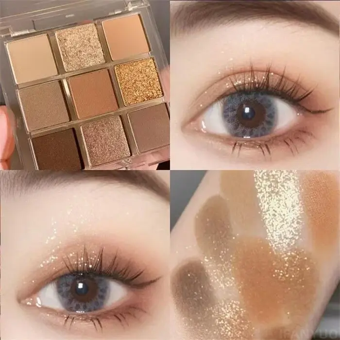 Nouveau 9 couleurs rose violet fard à paupières Palette haute brillance paillettes perle et mat pressé poudre