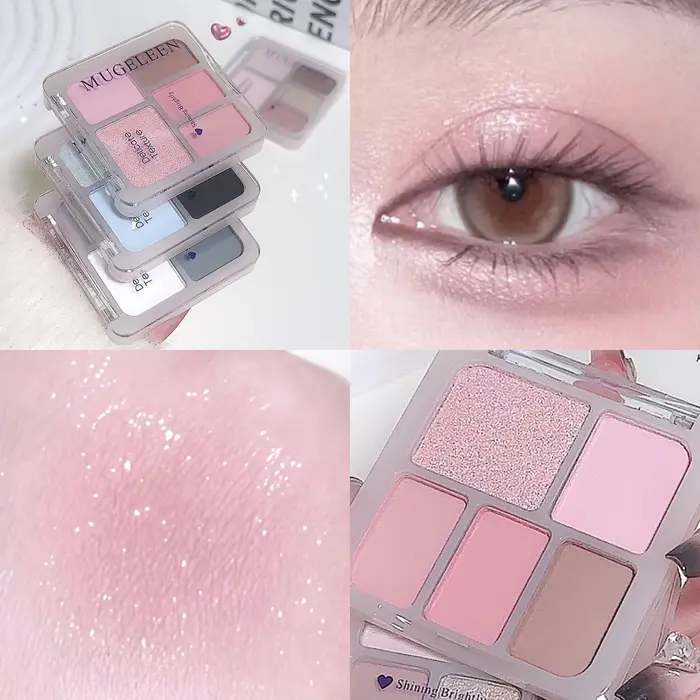 Palette de fards à paupières, 5 couleurs, Nude, Beige, rose, maquillage pour les yeux, gris argenté, mat, paillettes, Halloween, Punk, noir foncé, Pigment pour les yeux
