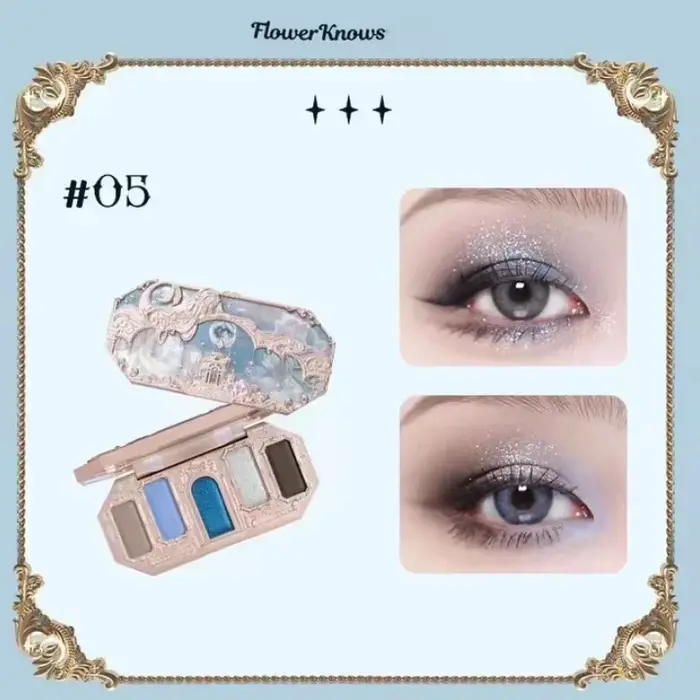 Flower Knows – Palette de fards à paupières sirène au clair de lune, 8 couleurs, mat, scintillant, s