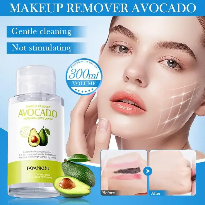 Démaquillant doux à l'avocat 300 ml, élimine le maquillage et la saleté, nettoie les pores et resser