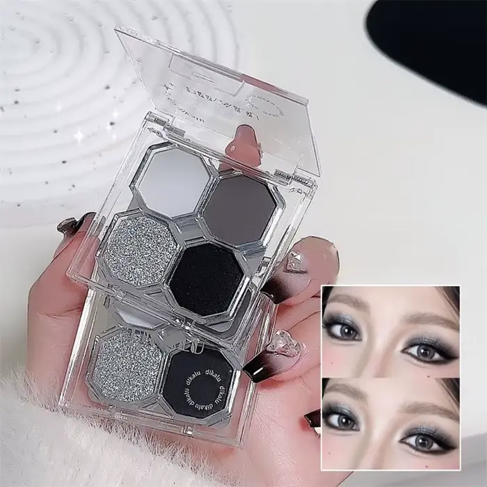 Palette de fards à paupières 4 couleurs Black Light Star pour maquillage smoky