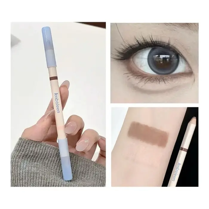 Crayon Eyeliner Multifonctionnel Soyeux Double Pointe Velours Mat Effet Silkworm Imperméable Longue 