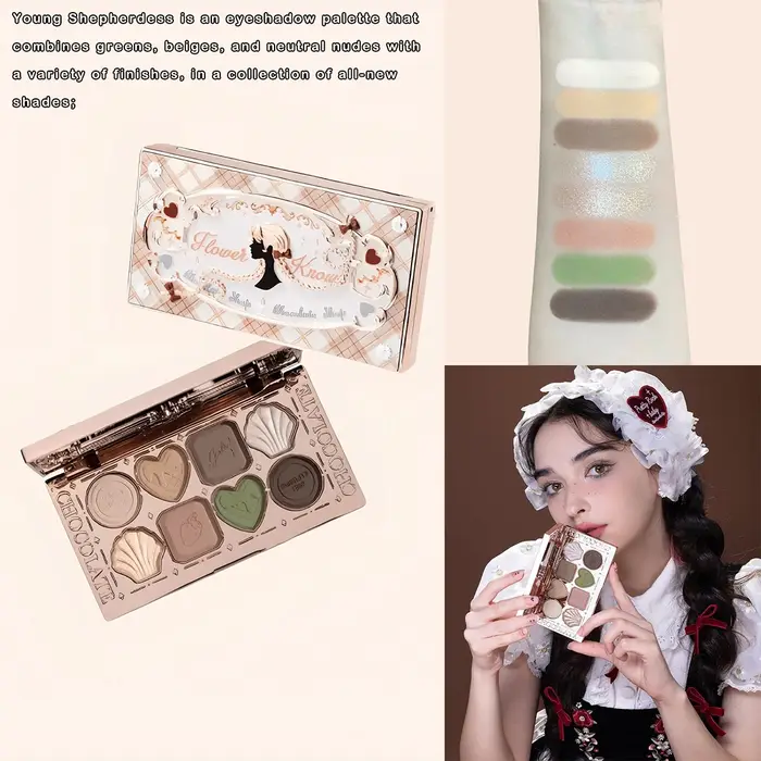 Flower Knows Chocolate Wonder-Shop Palette de Fards à Paupières 8 Couleurs Mat Brillant avec Paillettes Imperméable Haute Pigmentation Maquillage Longue Tenue