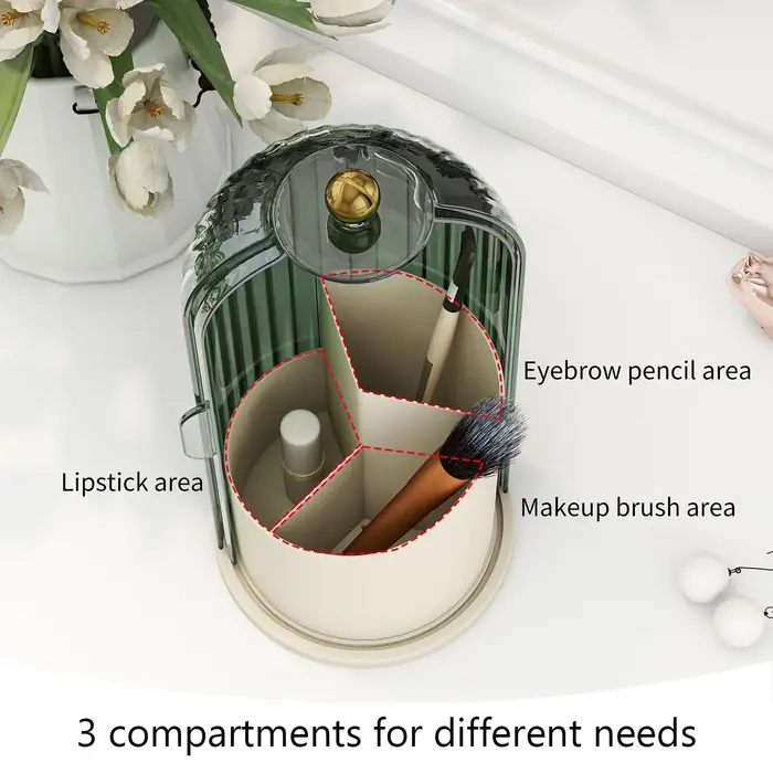 YOOLENS-Porte-pinceau de maquillage avec couvercle, rotation à 360 °, transparent, anti-poussière