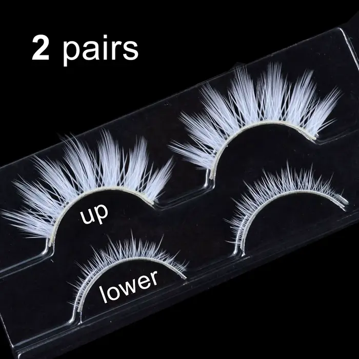 2 paires/cas 3D cils blancs bande claire couleur neige cils Cosplay Halloween Manga cils maquillage 