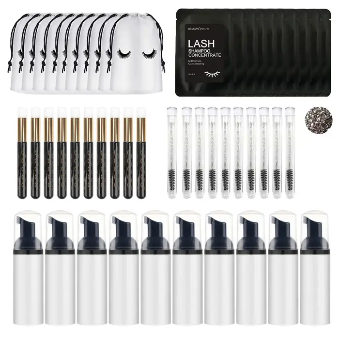 50/25 pièces dissolvant d'extension de cils avec ensemble de brosses à Mousse nettoyage