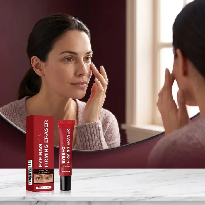 Crème Contour des Yeux Effet Lifting Instantané Anti-Poches – Raffermit la Peau Sous les Yeux, Estompe les Rides et Ridules, Traitement Anti-Âge