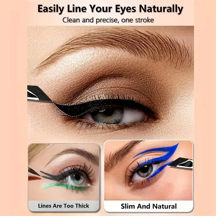 Ensemble de 5 pinceaux pour eye-liner, avec lame fine inclinée, adaptés à une application précise - Convient à tous les types de peau.