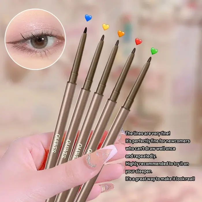 Eyeliner couché ver à soie Gel crayon 2in1 imperméable longue durée sans taches noir marron stylo à sourcils pour débutant maquillage cosmétiques