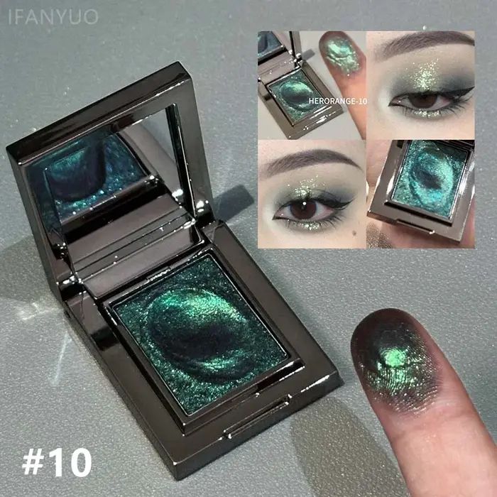Palette de fards à paupières surligneurs monochromes diamant caméléon vert métallique éclaircissant ombre