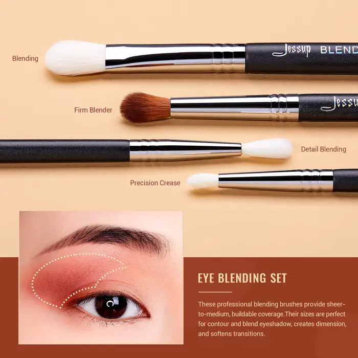 Jessup ensemble de pinceaux de maquillage pour les yeux pinceau de mélange professionnel pour les ye