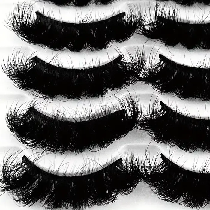 5 paires de faux cils en vison synthétique, longue durée, effet volume spectaculaire, épais et longs