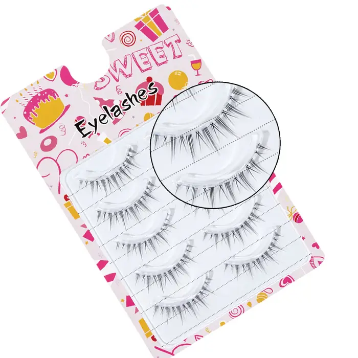 Yeux de bande dessinée 5 paires d'oeil élargi naturel mince petit démon Style Transparent Terrier faux cils