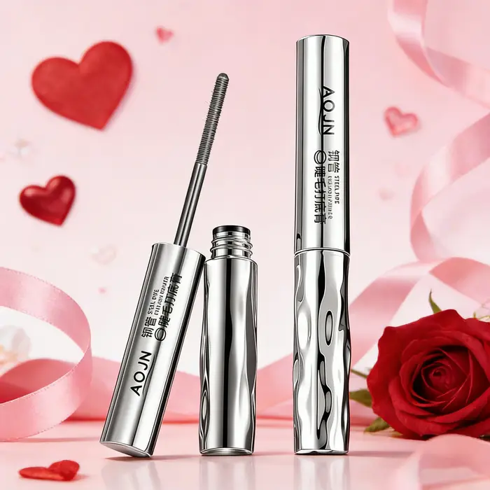 Mascara noir waterproof effet métallique - Extensions de cils en fibres de soie longues et courbante