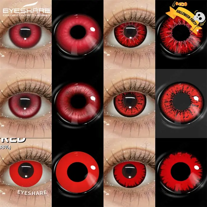 EYESHARE Vampire Red Eye Lentilles Halloween Lentilles de contact colorées Diable Cosplay Blanc Anime Eye Lentille avec des élèves roses pour la fête