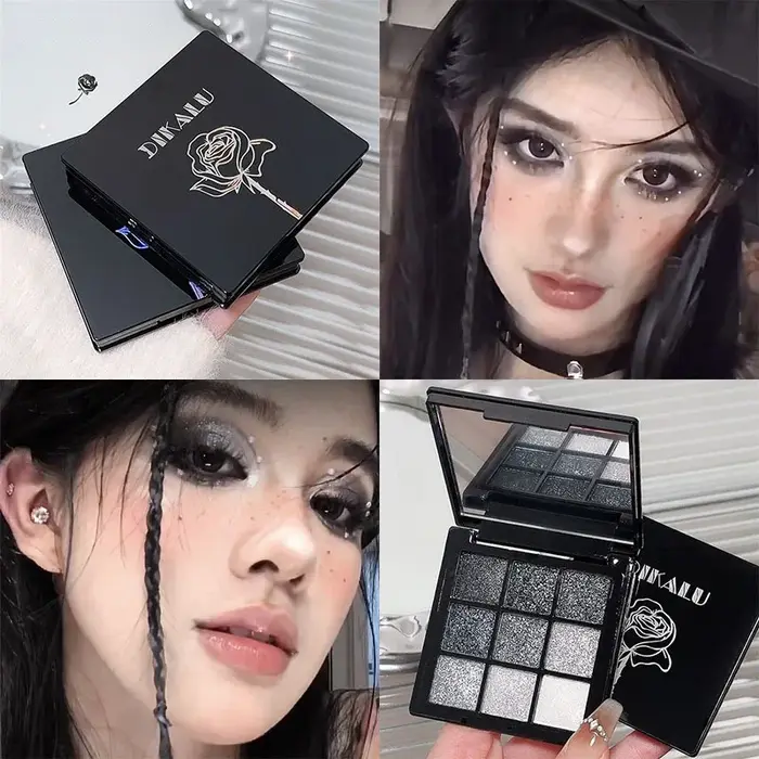 Noir rouge Punk fumé 9 couleurs fard à paupières perle froid couleur foncée maquillage