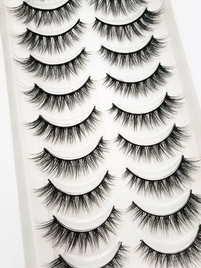 HBZGTLAD 10 paires Faux vison Faux cils naturel Long maquillage 3d vison cils Extension cils courts