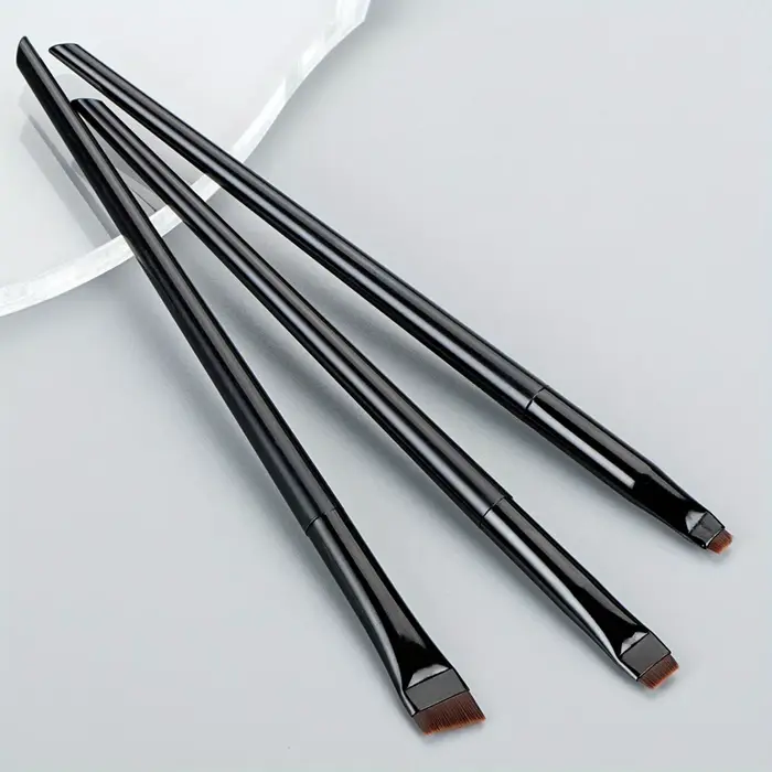 Ensemble de 3 pinceaux de maquillage, pinceau à eyeliner fin à tête oblique, pinceau à sourcils, pin