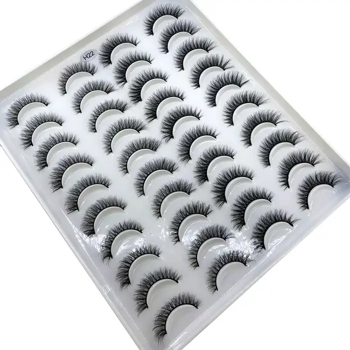 Faux-cils 3D en faux vison, 20 paires, naturels, dramatiques, moelleux, doux, contaminants, volume c