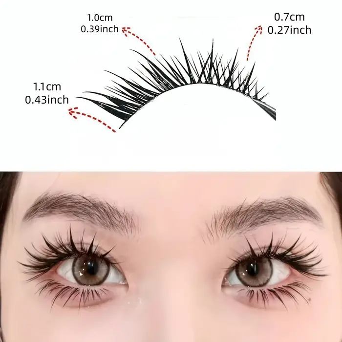 5 paires de faux cils volants diagonales avec de fines tiges noires