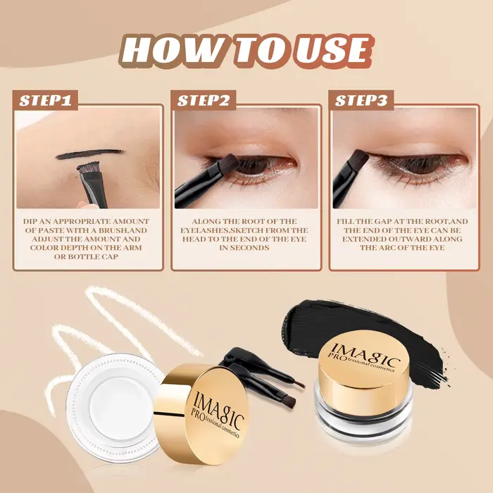 IMAGIC – crème Eyeliner noire professionnelle 3 couleurs