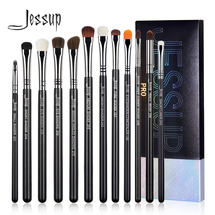 Jessup-Ensemble de pinceaux de maquillage pour les yeux, noir, synthétique, premium, ombre à barrage