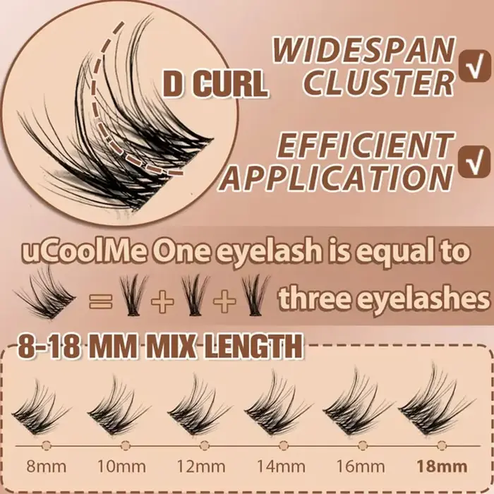 Extensions de cils uCoolMe Lashes Secret D Curl avec dissolvant de colle et de scellant
