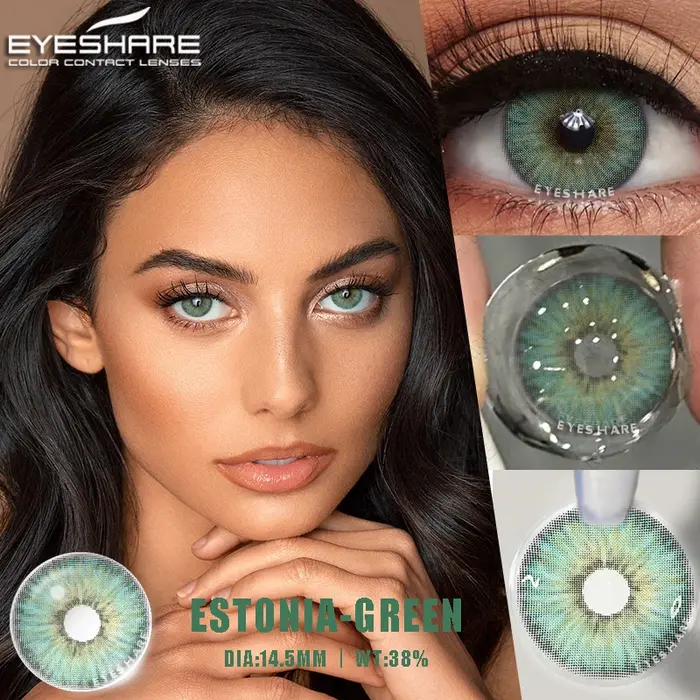 EYESHARE Contacts verts naturels lentilles de contact colorées pour les yeux 1 paire maquillage de beauté annuel élèves