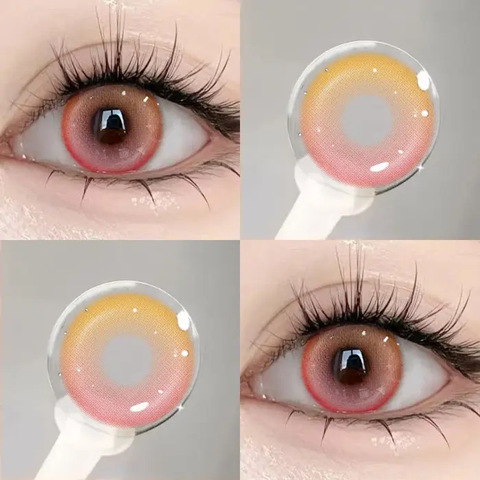 Lentilles de couleur naturelle pour les yeux, 2 pièces, lentilles de Contact de couleur annuelle pour les yeux, beauté rouge, mode, lentilles d'animation de grand diamètre, cosmétiques