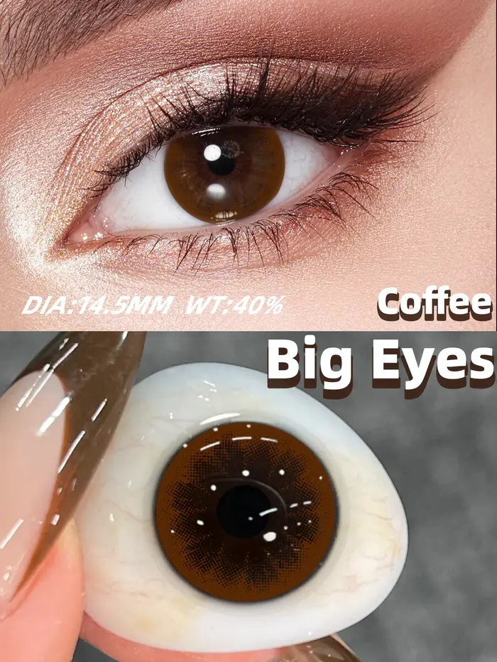JARWAWA 1 Paire de Lentilles de Contact Colorées Coréennes Naturelles Effet Grandes Yeux Café Noir