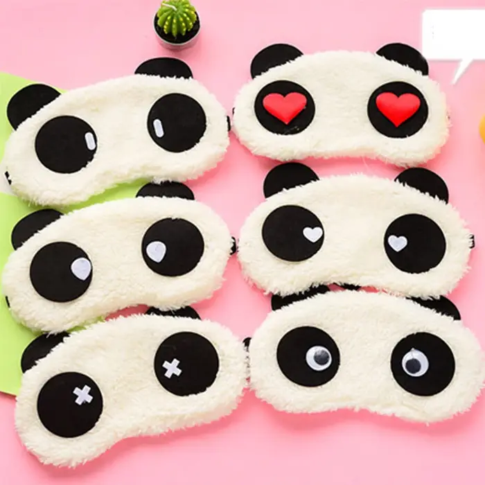 Mode mignon Design peluche Panda visage oeil voyage dormir doux masque pour les yeux bandeau ombre