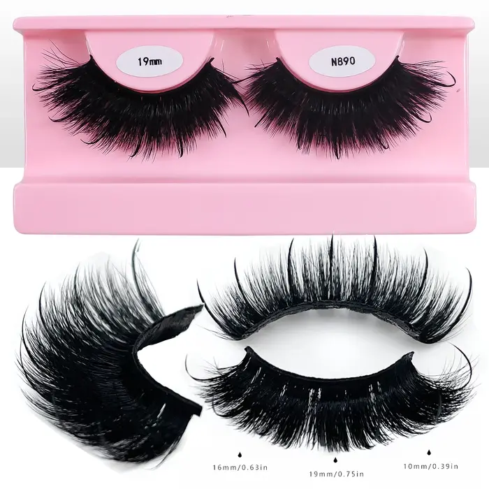 REDSIREN Faux cils en vison pointes vaporeux épais naturel pleine bande