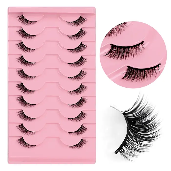Goodobe demi-oeil 10 paires naturel renard maquillage des yeux faux cils doux style cool vaporeux adapté au
