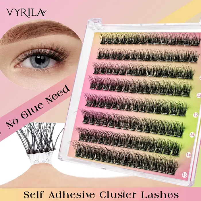 VYRILA pas de colle nécessaire grappes auto-adhésives bricolage Extension de cils individuelle pré-collé naturel doux