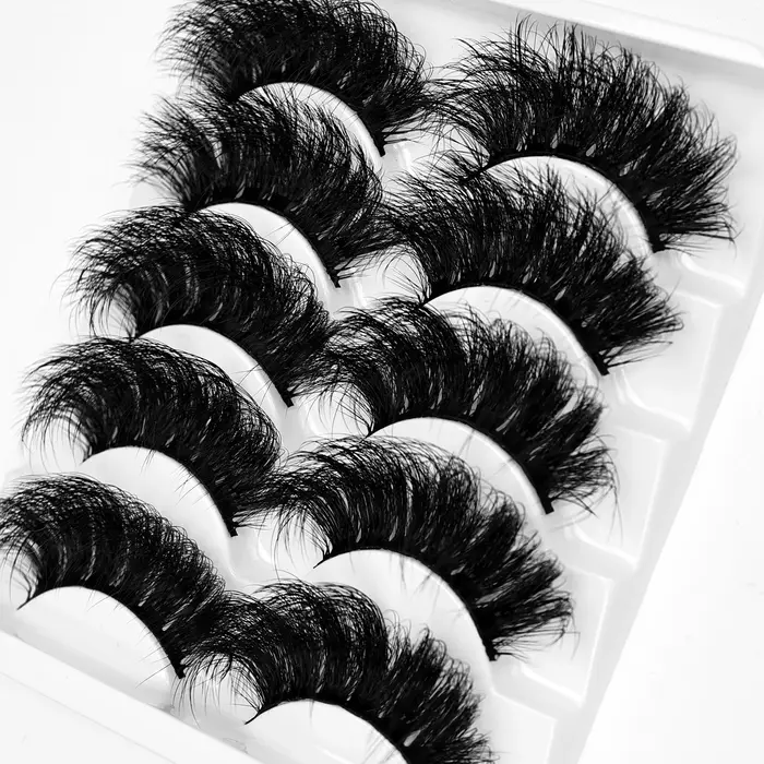 5 paires de cils Faux cils de vison longue durée cils de vison moelleux Volume dramatique Extension de cils épais longs