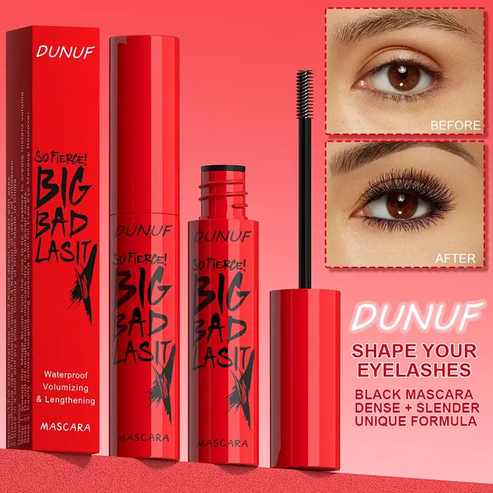 DUNUF 1 pièces Mascara longue durée mince épais imperméable boucle ne tache pas facilement résistant à la sueur et sans taches débutant amical