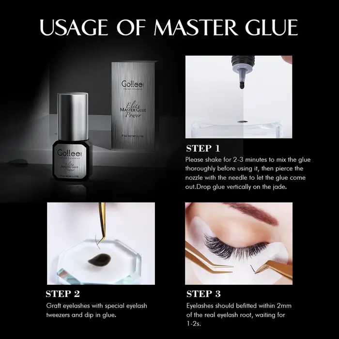 Colle pour extensions de cils Gollee 0,5s à séchage rapide 5ml, colle pour cils, tenue 6-8 semaines,