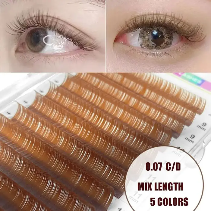 Cils en vison couleur caramel 0.07 C/D Curl