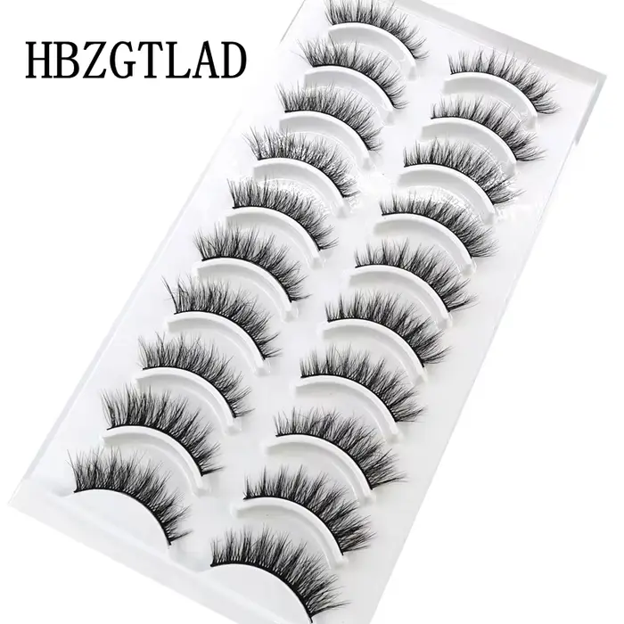 Extension de faux cils en vison, naturels, longs, faits à la main, volume 3d, maquillage, 10 paires,