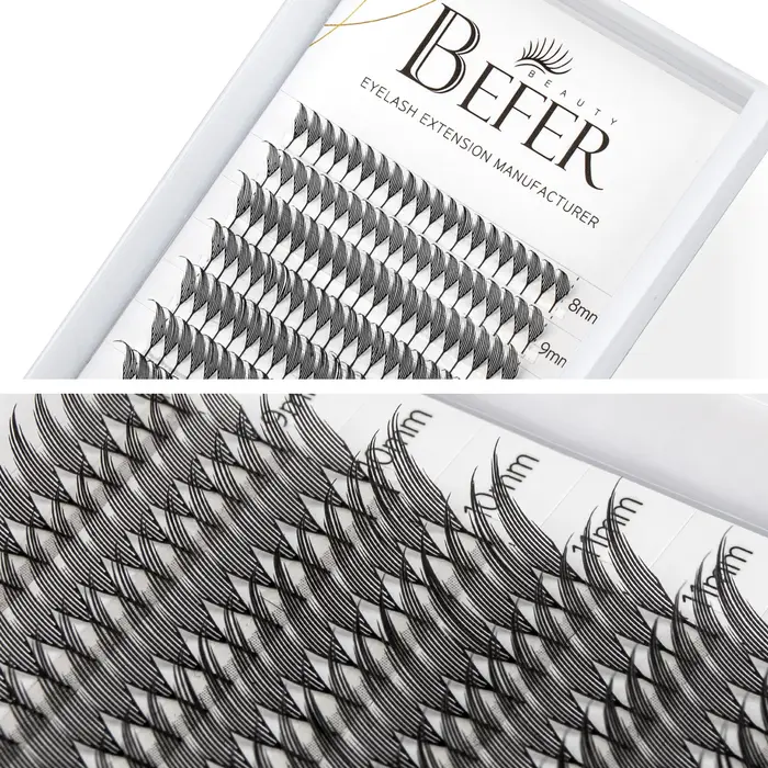 Befer Beauty-Extensions de Cils à Boucles C/D, 240 Grappes, Style Manga, Plume, Flora, Cat Eye, 8-15