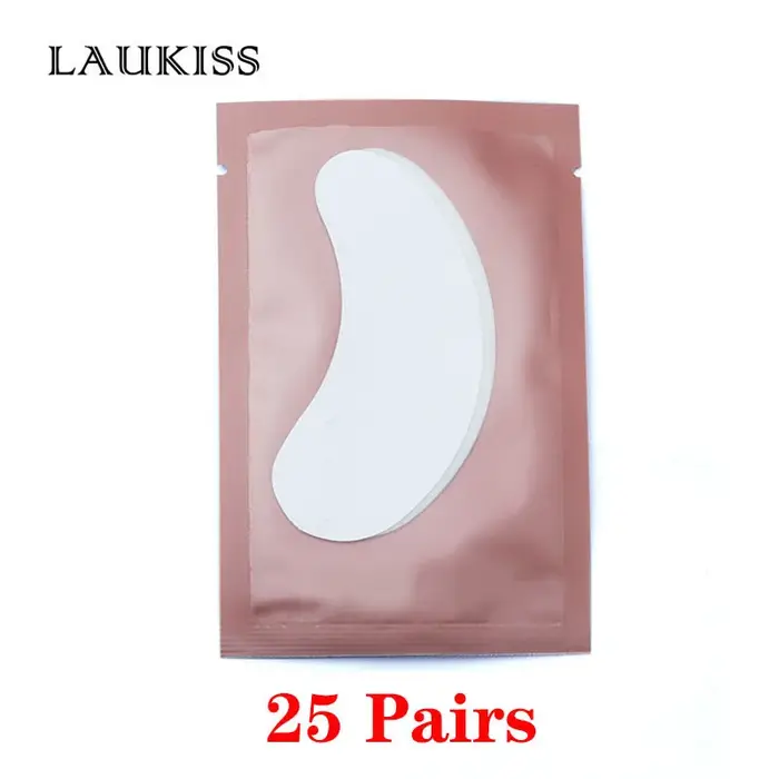 Patchs pour les yeux, 25/50/100 paires, tampons pour la construction de faux cils, en papier rose, a