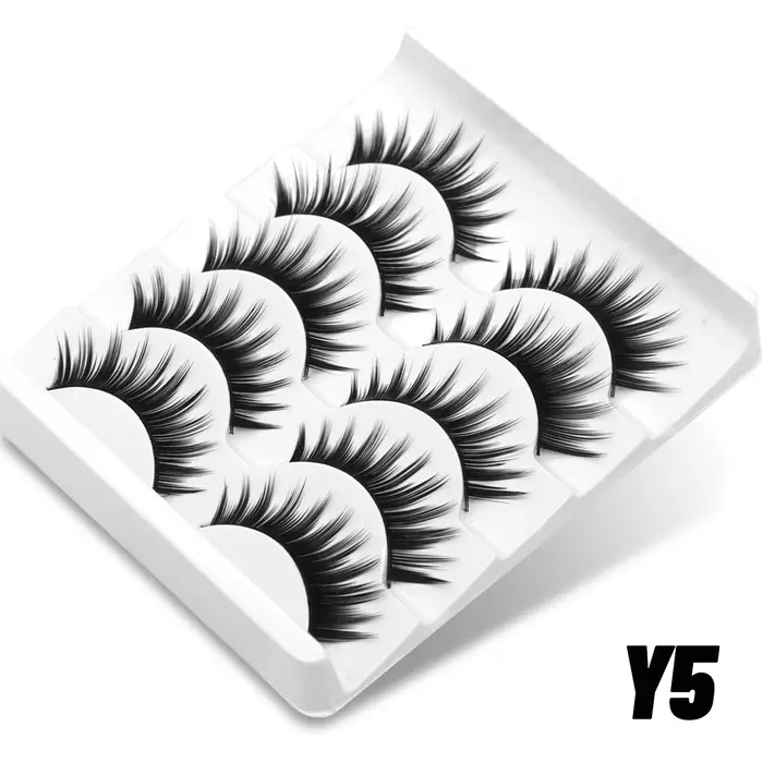 GROINNEYA Demi-cils cils pour les yeux de chat naturel des cils en bande vierge molle avec des extré