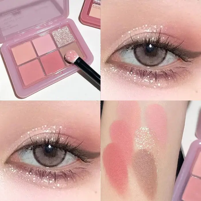 Palette de fards à paupières rose clair à paillettes