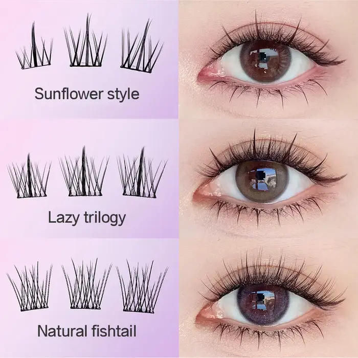 10 rangées de faux cils de grande capacité sans colle