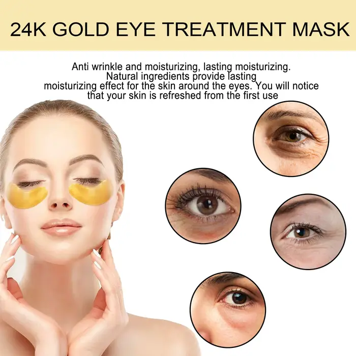 EELHOE 24K or masque pour les yeux Anti foncé hydratant sous les yeux coussinets de Gel revitalisant