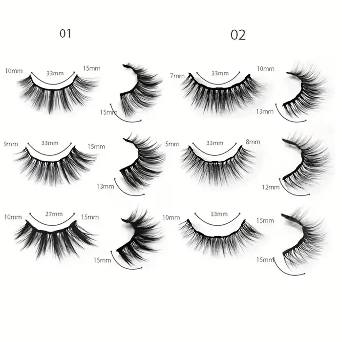 12 paires de ensembles de faux cils magnétiques